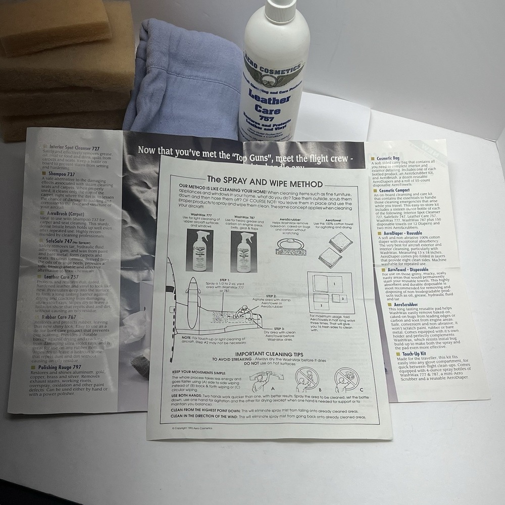 Aero Cosmetics - Aircraft Leather Care Restores and Protects W/sponges & Rag - Picture 2 of 5